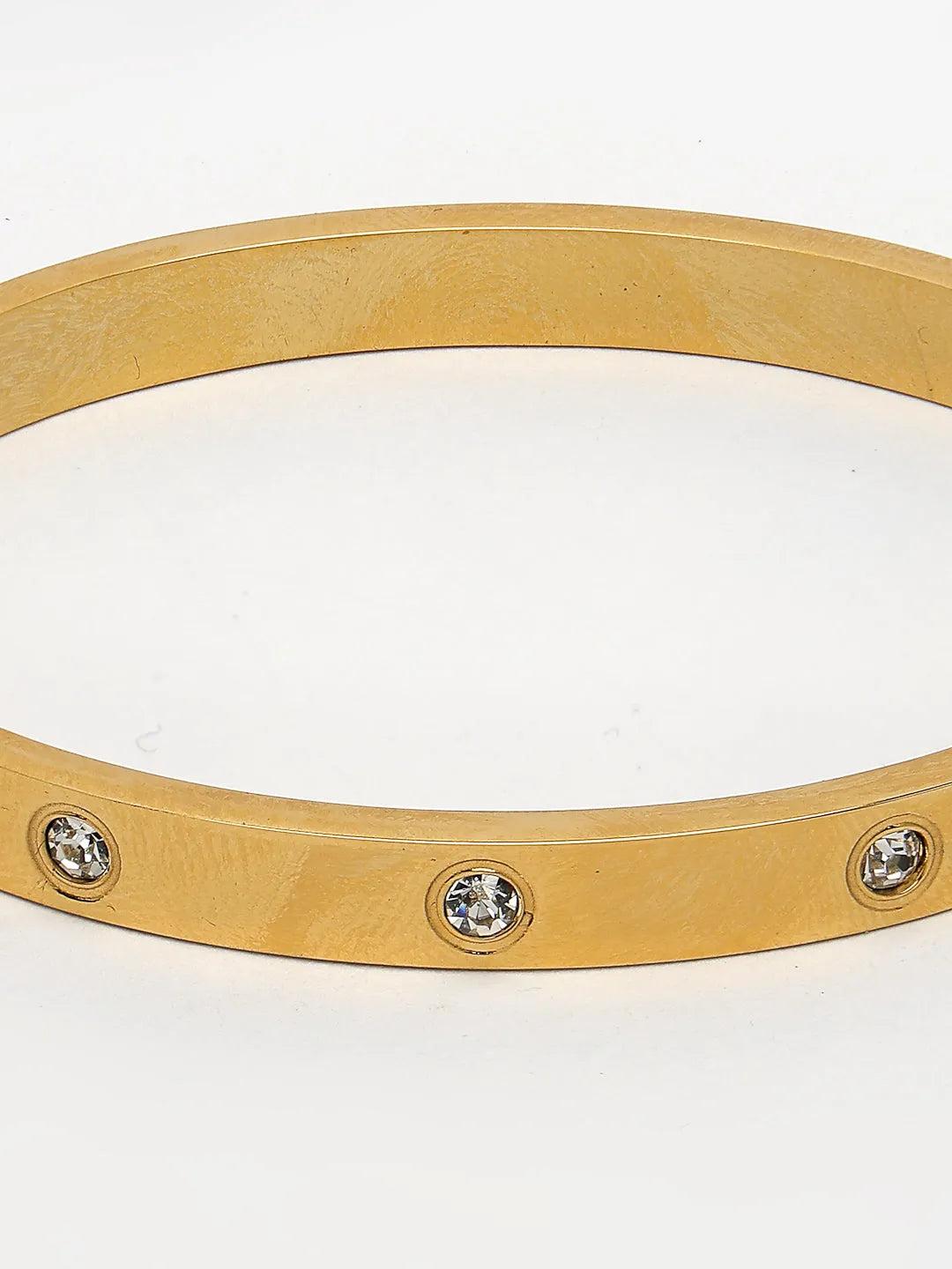 Gold-Plated CZ Stone-Studded Kada Bracelet