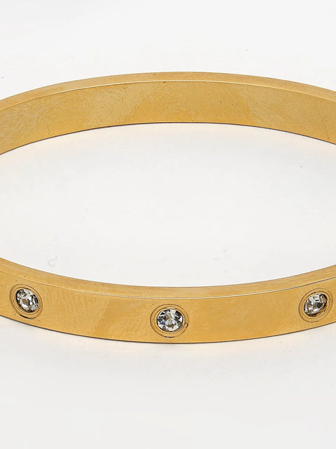 Gold-Plated CZ Stone-Studded Kada Bracelet