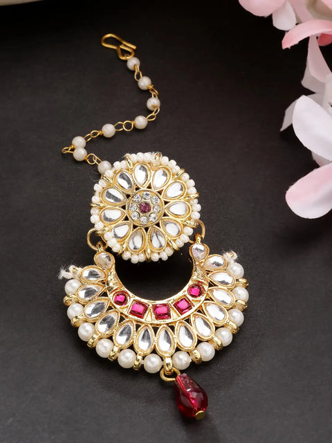 Gold-Plated CZ Stone-Studded Maang Tikka