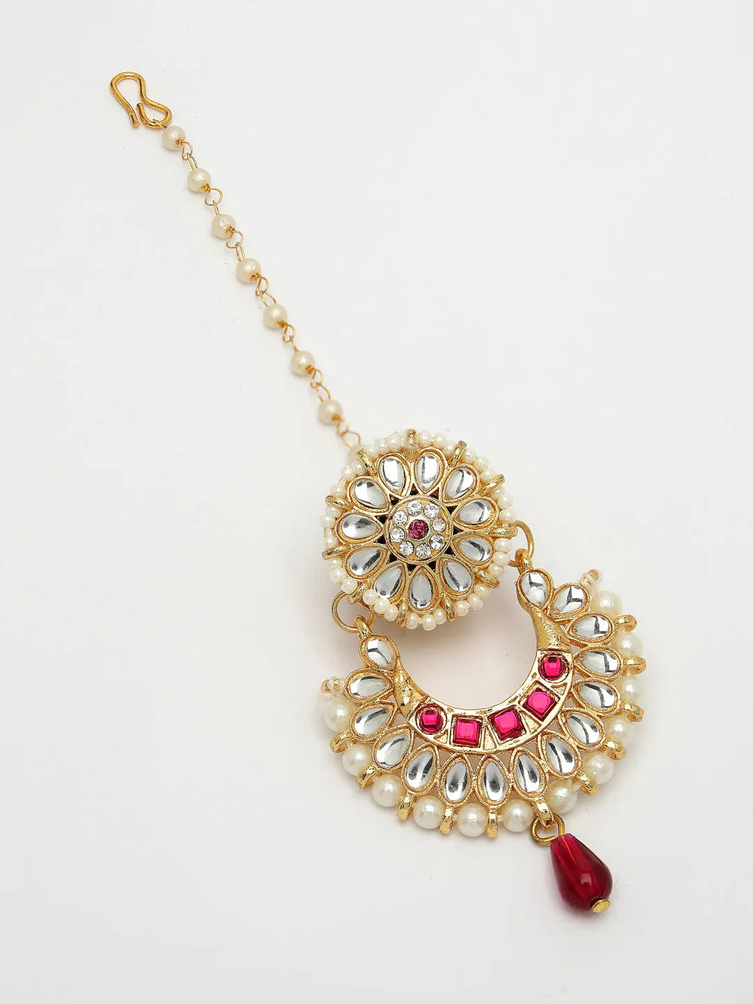 Gold-Plated CZ Stone-Studded Maang Tikka