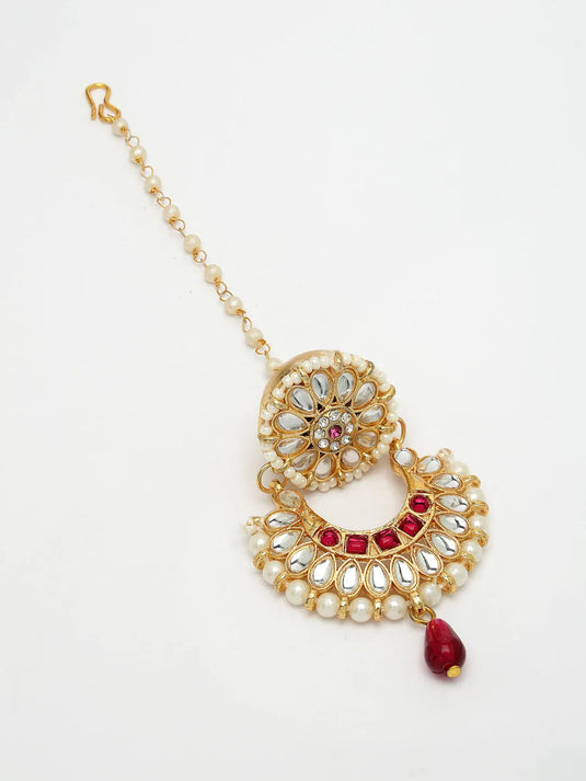 Gold-Plated CZ Stone-Studded Maang Tikka