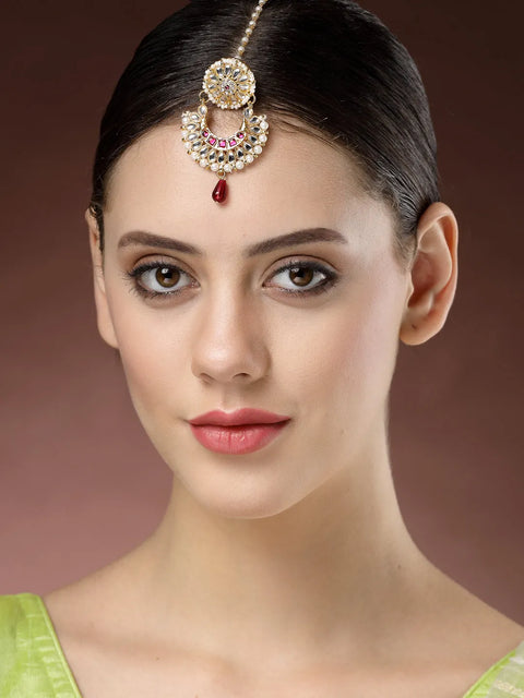 Gold-Plated CZ Stone-Studded Maang Tikka