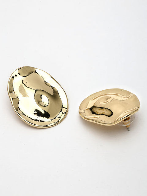 Women's Gold-Plated Oval Shape Studs Earring