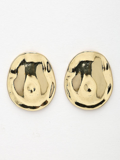 Women's Gold-Plated Oval Shape Studs Earring