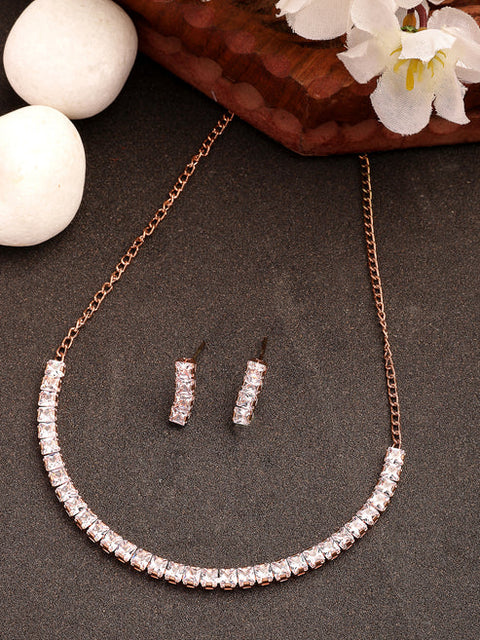 Women's Rose Gold-Plated CZ-Studded Jewellery Set