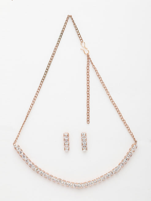 Women's Rose Gold-Plated CZ-Studded Jewellery Set