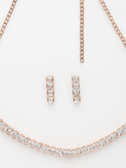 Women's Rose Gold-Plated CZ-Studded Jewellery Set