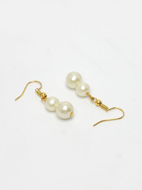 Women's Gold-Plated White Pearl-Beaded Handcrafted Jewellery Set