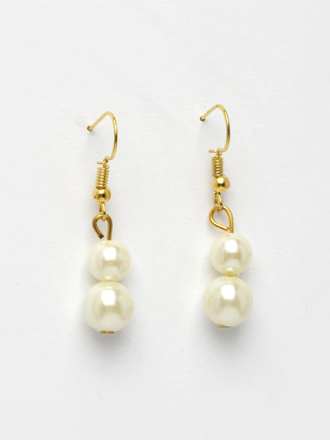 Women's Gold-Plated White Pearl-Beaded Handcrafted Jewellery Set