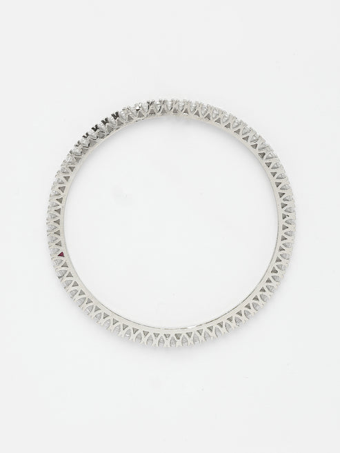 Women's Set of 4 Silver-Plated Cubic Zirconia Stone Studded Bangles