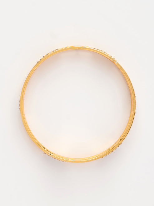 Women's Set of 2 Gold-Plated Cubic Zirconia Stone Studded Bangles