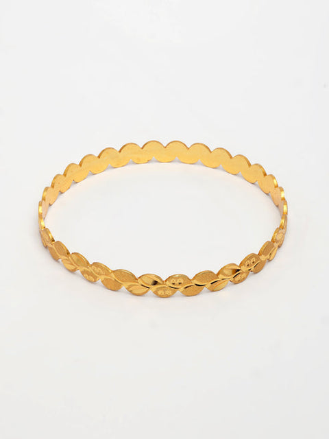 Women's Set of 4 Gold-Plated Leaf Shaped Traditional Bangles