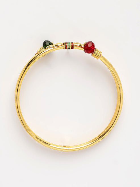 Women's Set of 2 Gold-Plated Artificial Beads Traditional Bangles