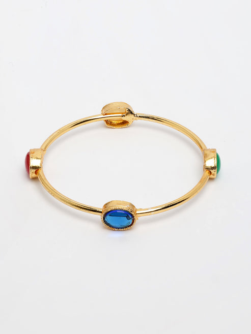 Women's Set of 4 Gold-Plated Artificial Stone Studded Bangles