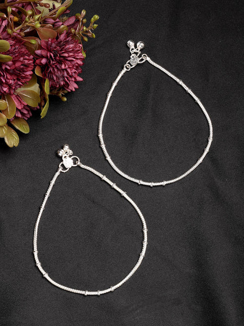 Women's Pair of 2 Silver-Plated Anklets