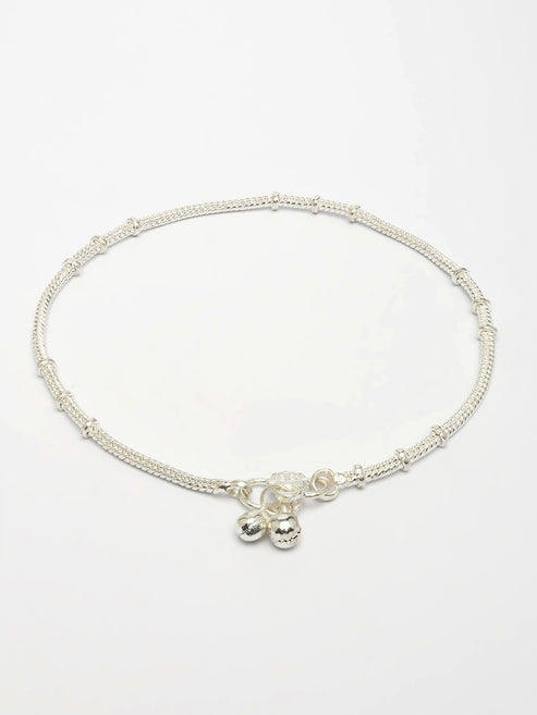 Women's Pair of 2 Silver-Plated Anklets
