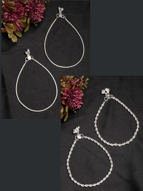 Women's Pair of 2 Silver-Plated Anklets