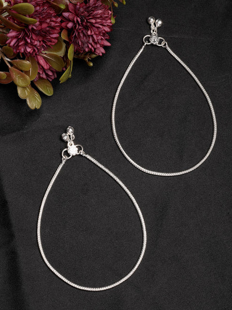 Women's Pair of 2 Silver-Plated Anklets