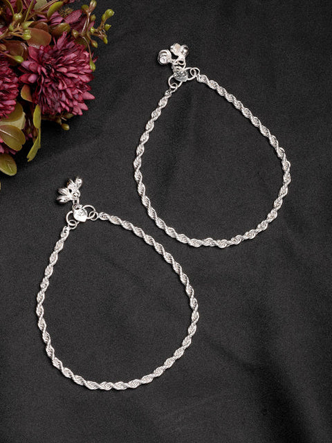 Women's Pair of 2 Silver-Plated Anklets