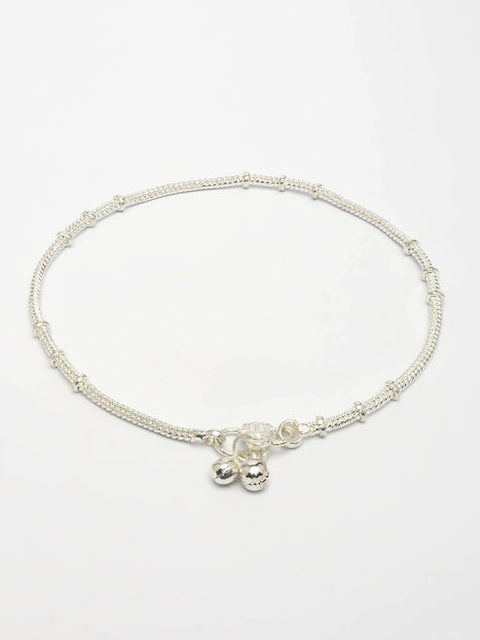 Women's Pair of 4 Silver-Plated Anklets