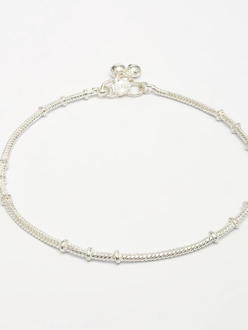 Women's Set of 2 Silver-Plated Anklets