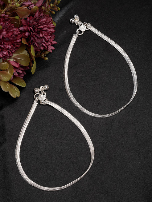 Women's Set of 2 Silver-Plated Anklets