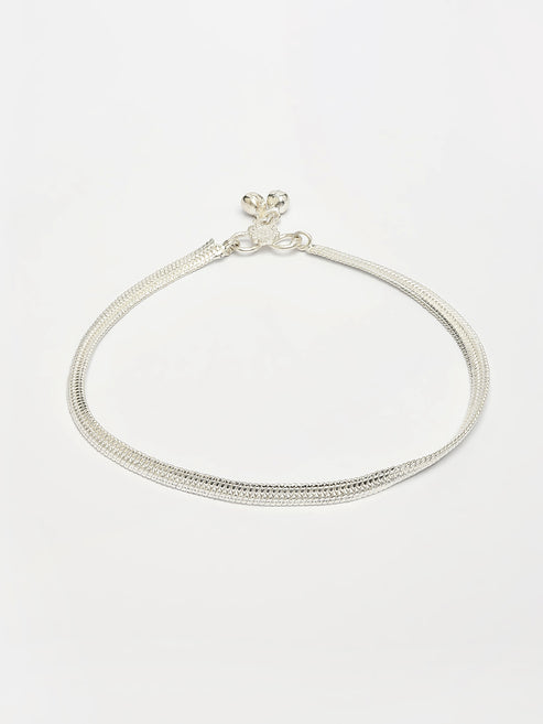 Women's Set of 2 Silver-Plated Anklets