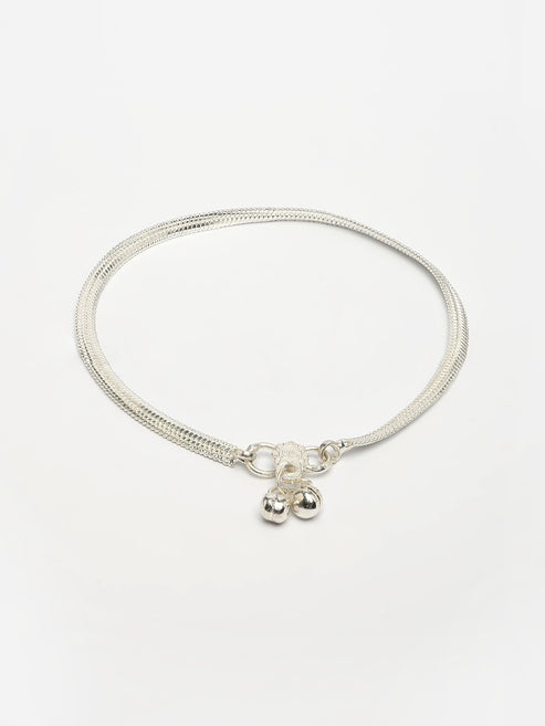 Women's Set of 2 Silver-Plated Anklets