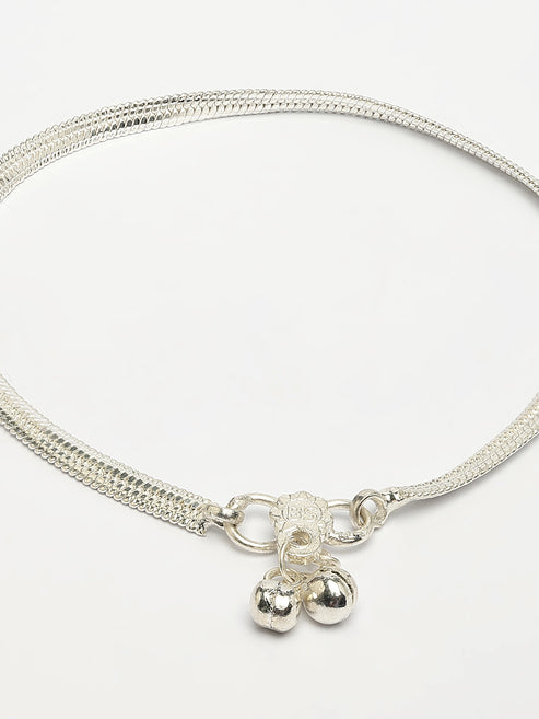 Women's Set of 2 Silver-Plated Anklets