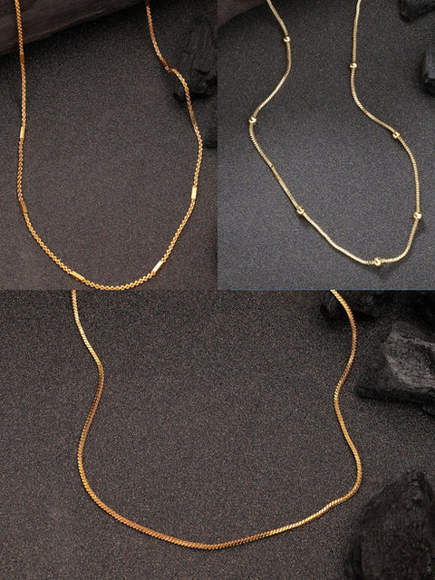 Women's Set of 3 Gold-Plated Minimal Chain