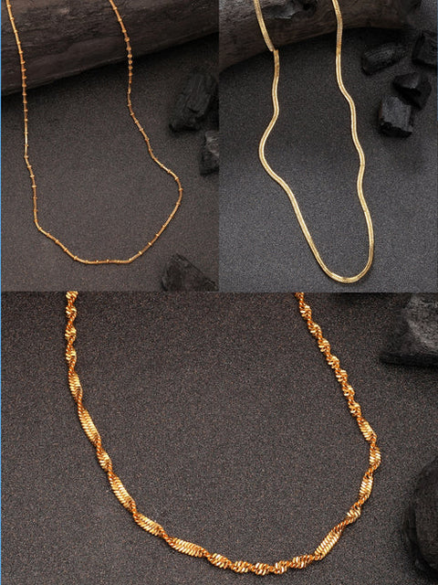 Women's Set of 3 Gold-Plated Minimal Chain