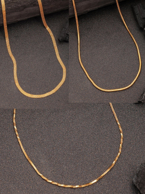 Women's Set of 3 Gold-Plated Minimal Chain