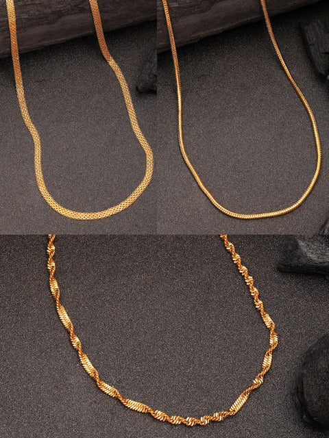 Women's Set of 3 Gold-Plated Minimal Chain