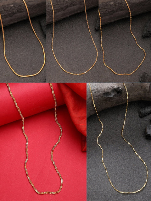 Women's Set of 5 Gold-Plated Minimal Chain