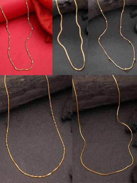 Women's Set of 5 Gold-Plated Minimal Chain