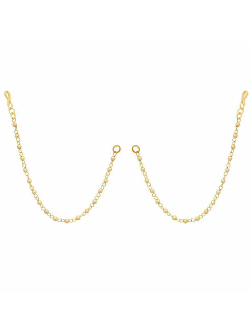 Pearl Studded Classic Gold-Plated 1 Line Ear Chain Ear Cuff