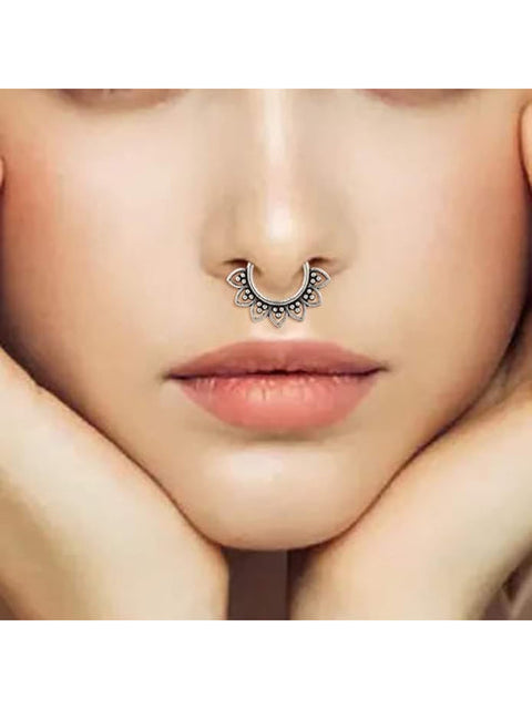 Set of 5 Silver Plated Oxidised Septum Nosepin