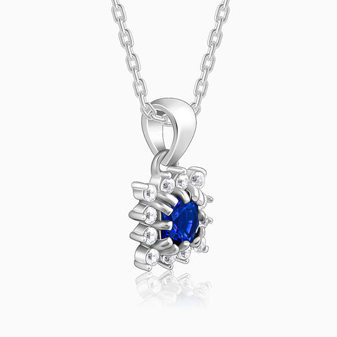 925 Sterling Silver Royal Blue Pendant with Link Chain