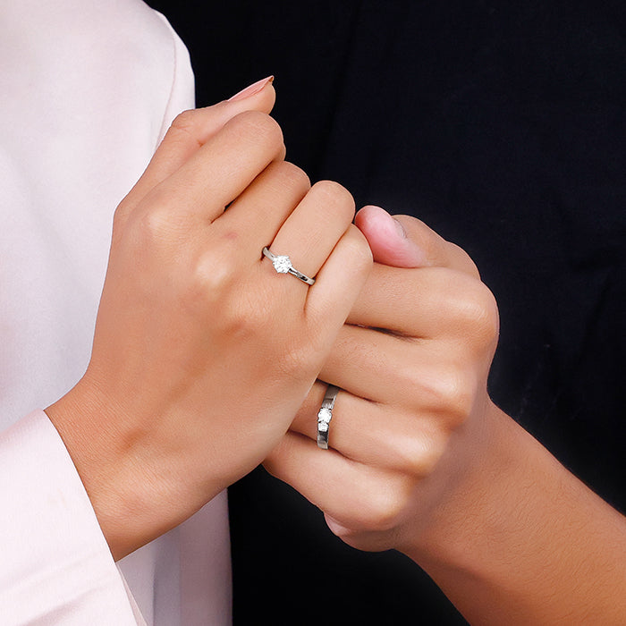 925 Sterling Silver Minimal Couple Rings