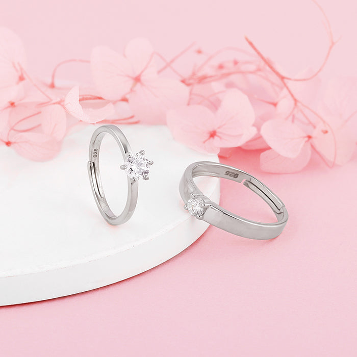 925 Sterling Silver Minimal Couple Rings