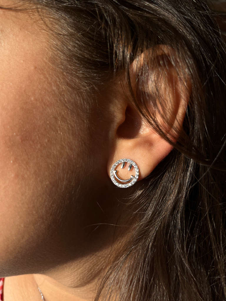 Sterling Silver Smiley Earrings