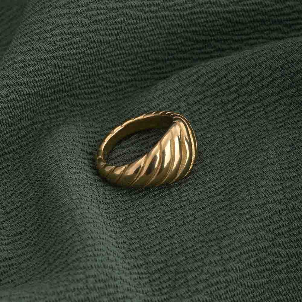 18K Gold Plated Croissant Dome Ring