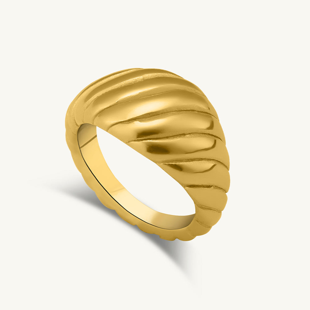 18K Gold Plated Croissant Dome Ring