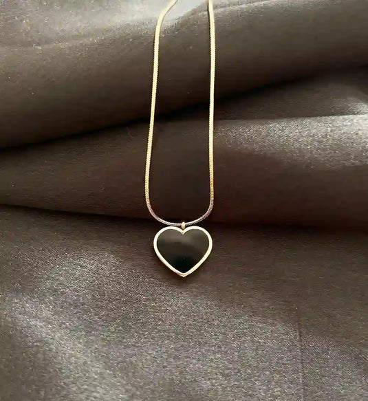 Rose Gold Reversible Mop Heart Necklace-18K Gold Plated Anti Tarnish Pearly Palace