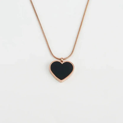 Rose Gold Reversible Mop Heart Necklace-18K Gold Plated Anti Tarnish Pearly Palace