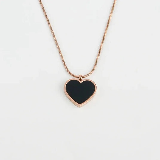 Rose Gold Reversible Mop Heart Necklace-18K Gold Plated Anti Tarnish Pearly Palace