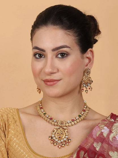 Elegant Kempu Rajwadi Drop Style Necklace Set