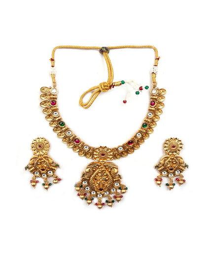 Elegant Kempu Rajwadi Drop Style Necklace Set