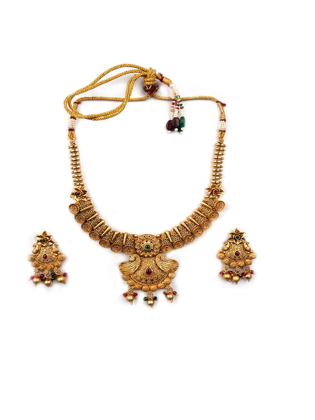 Gold Plated Rajwadi Mayuraksh Necklace Set