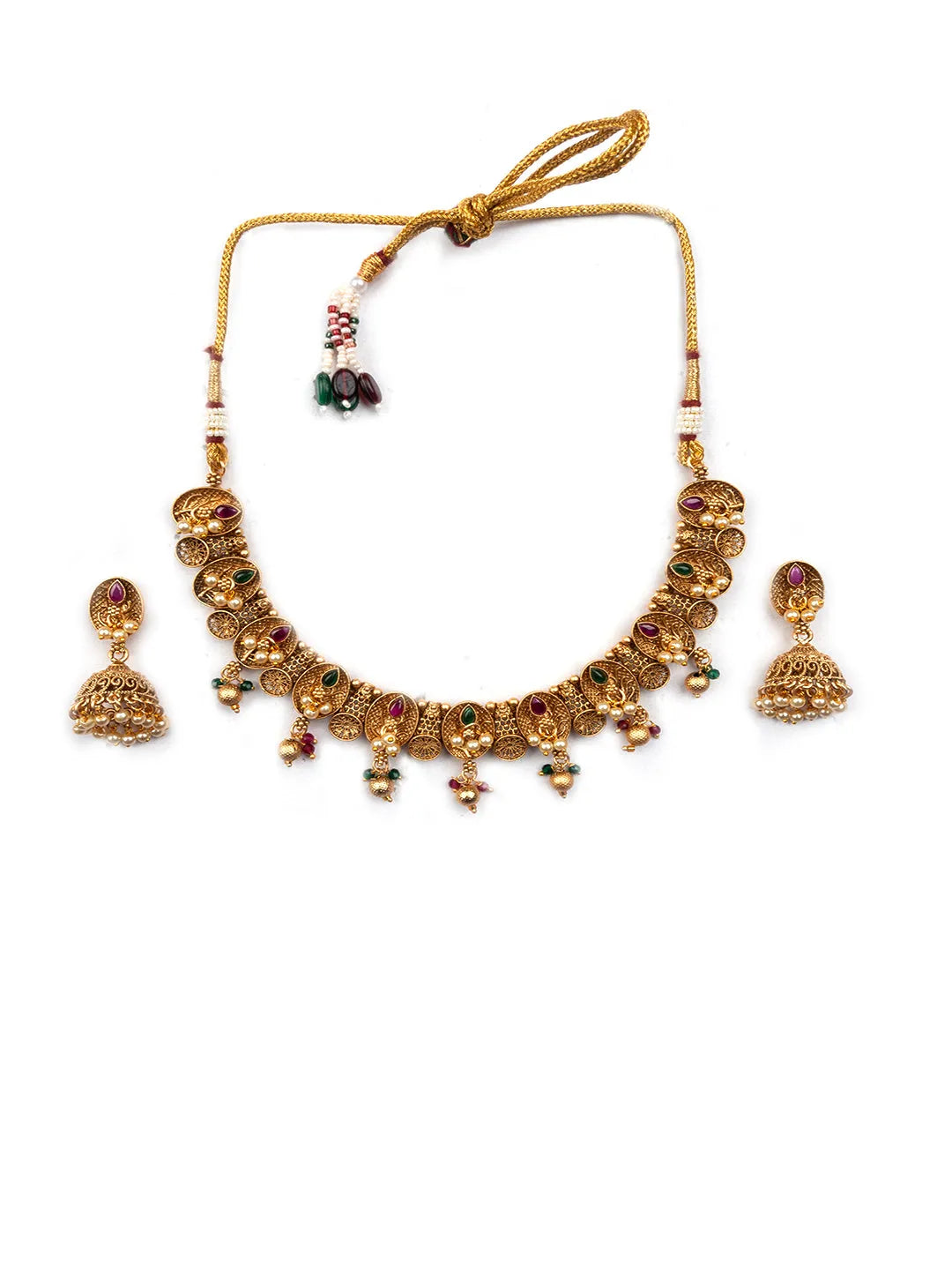 Gold Plated Rajwadi Bela Necklace Set